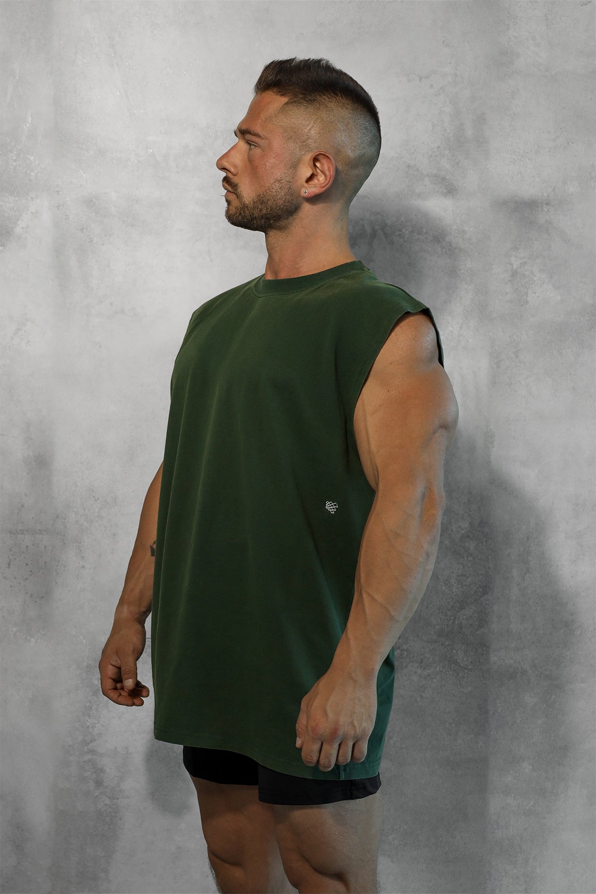 Oversized Washed Sleeveless T-Shirt - Forest Green