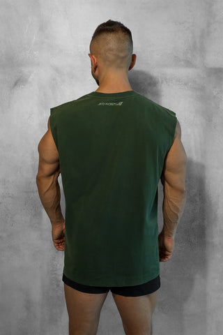 Oversized Washed Sleeveless T-Shirt - Forest Green