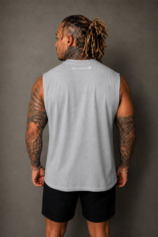 Retro Oversized Muscle Tee - Light Gray