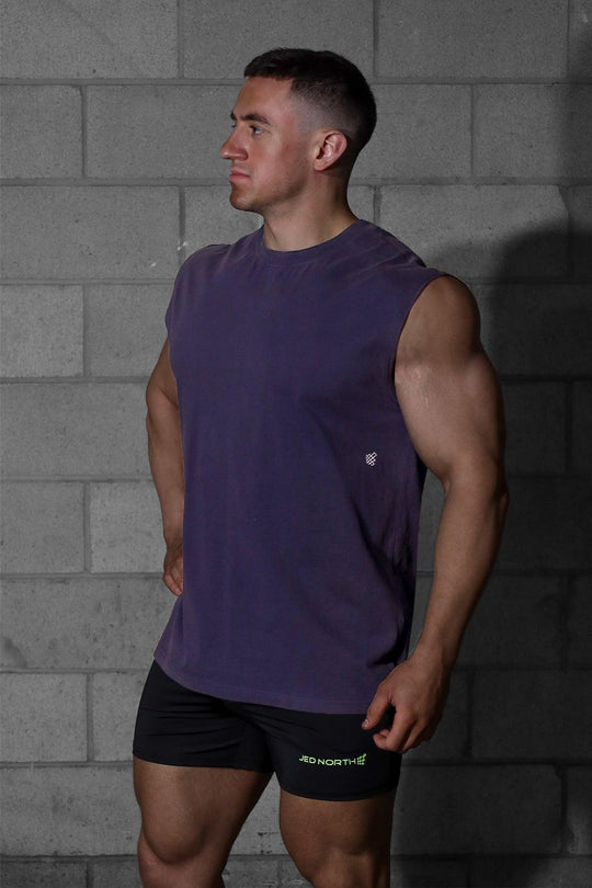 Retro Oversized Muscle Tee - Washed Navy