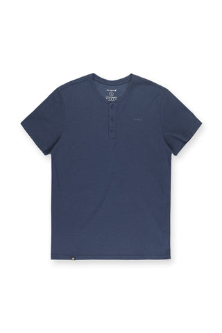 Waffle Henley T-Shirt - Dusty Blue