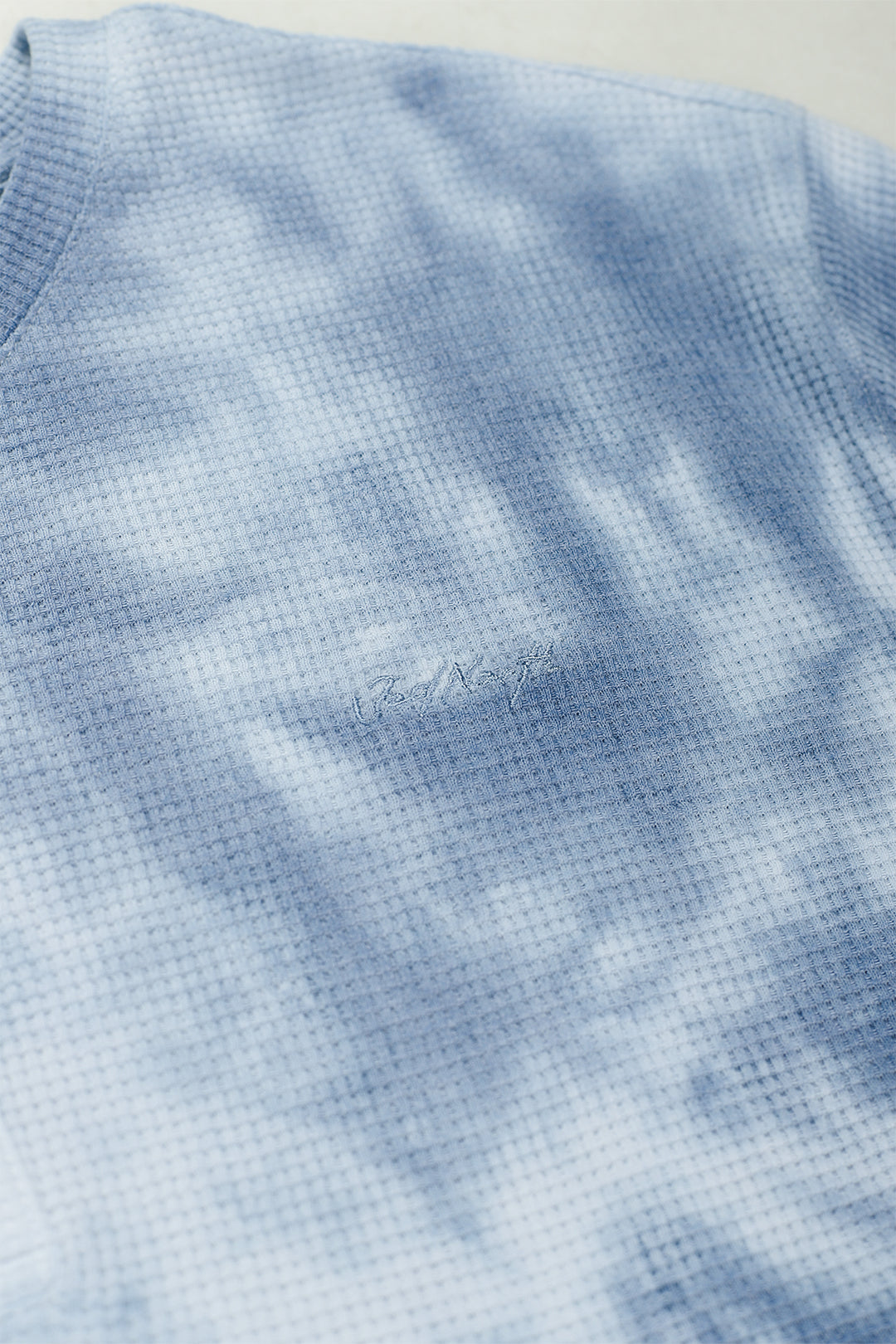 Waffle Henley T-Shirt - Blue Tie Dye