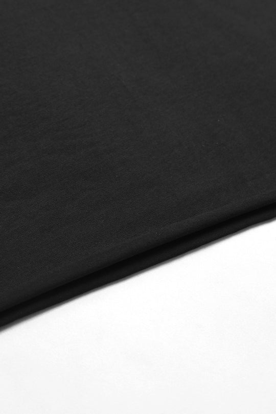 Oversized Raw-Cut Cropped Tee - Black