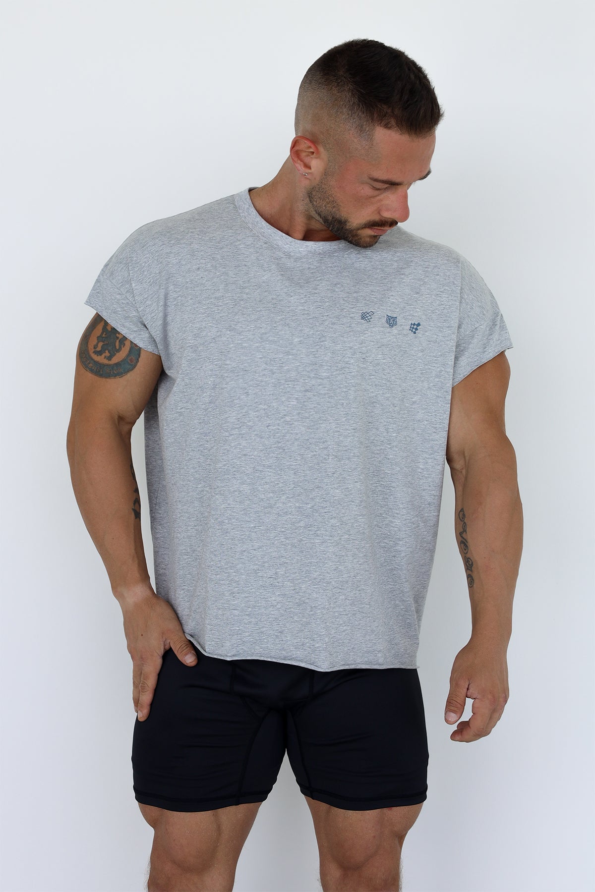 Oversized Raw-Cut Cropped Tee - Heather Gray – Jed North