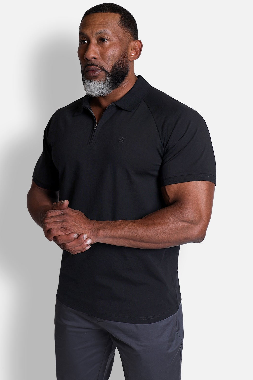 Premium Muscle-Fit Polo Tee w/ Zipper - Black – Jed North