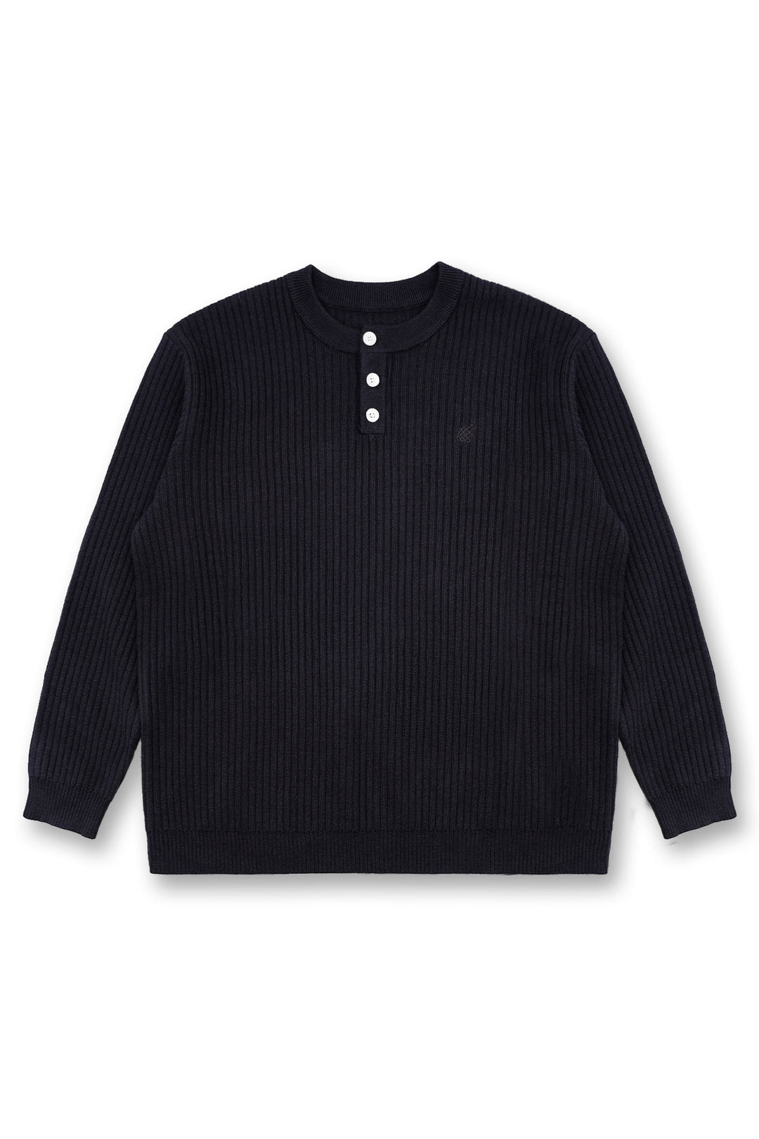 Classic Henley Sweater  - Black