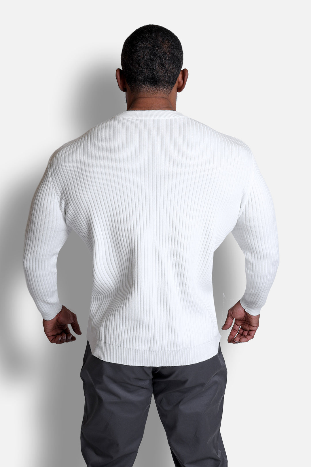 Ribbed Henley Collar Longsleeve  - Cream