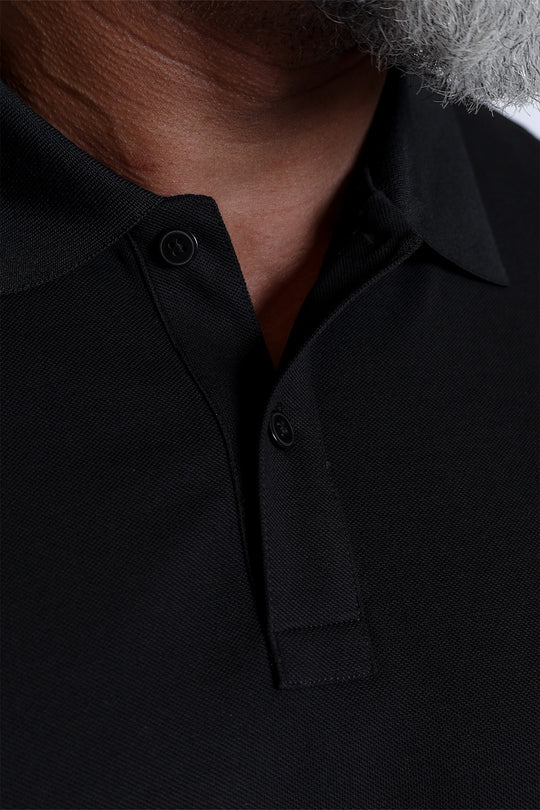 Polo Button-Up Longsleeve - Black