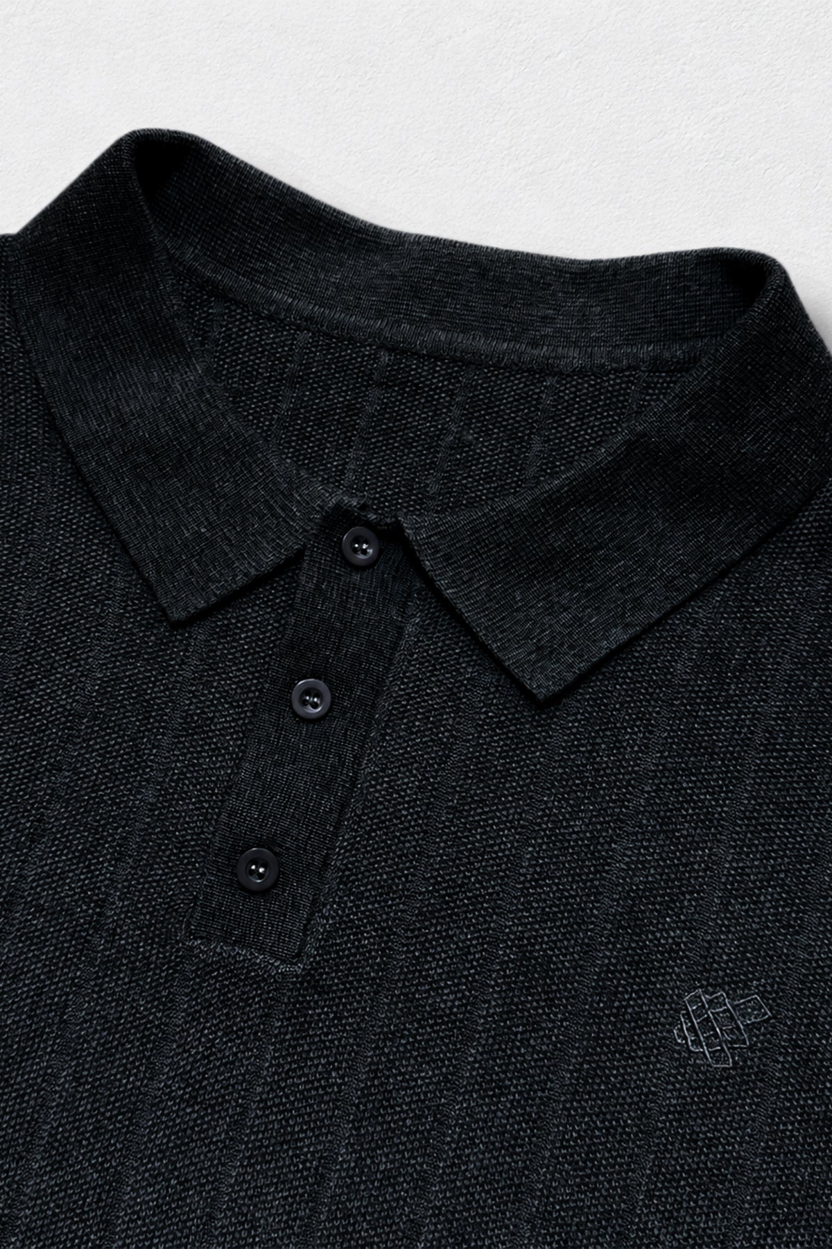 Rib Knit Collared Polo - Onyx Black – Jed North