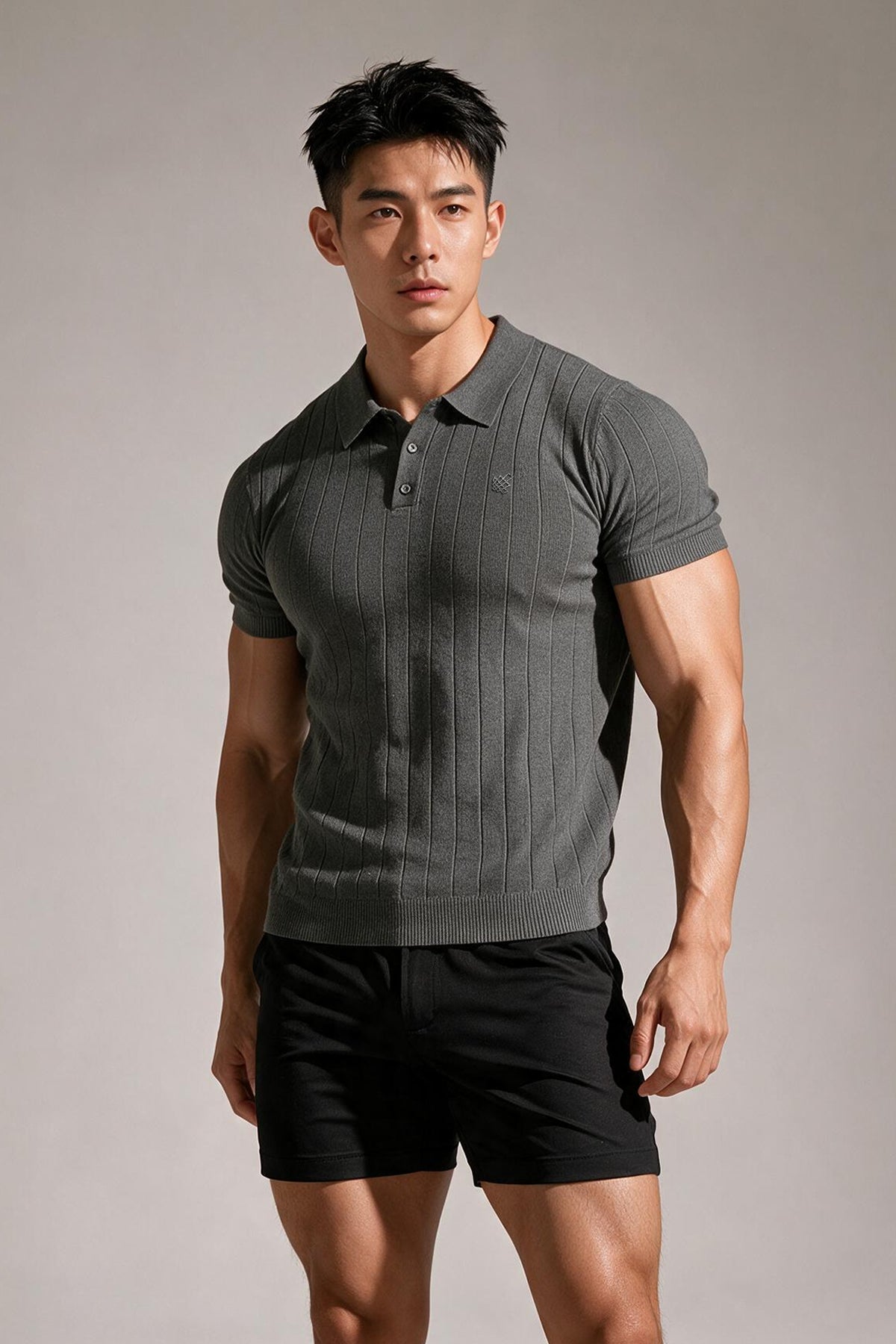 Rib Knit Collared Polo - Storm Gray – Jed North