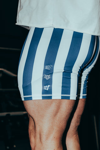 Retro Bodybuilding Shorts - Blue & White