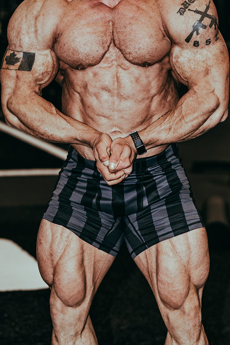 Retro Bodybuilding Shorts - Black & Gray