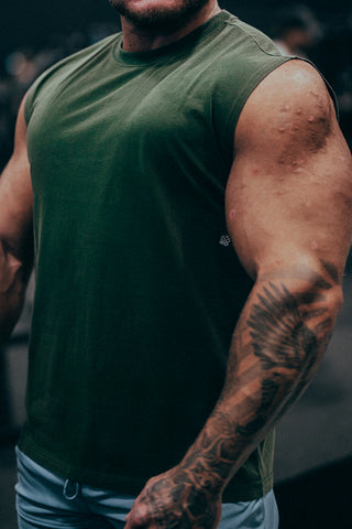 Retro Oversized Muscle Tee - Forest Green