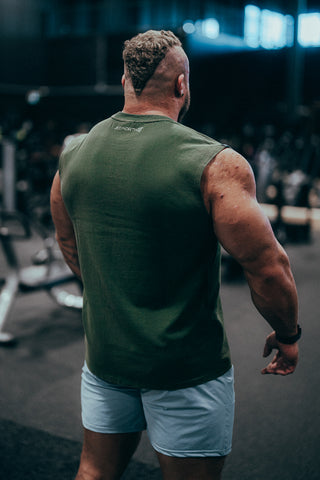 Retro Oversized Muscle Tee - Forest Green