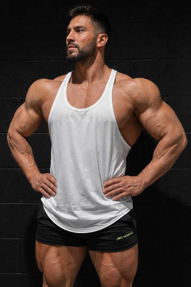 Classic Bodybuilding Racerback Stringer - Off White – Jed North