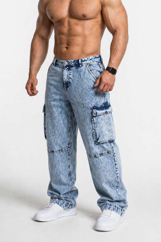 Men's Vintage Loose-Fit Jeans - Washed Navy