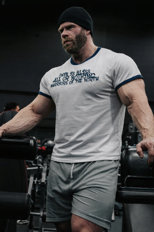 Bodyweb Ringer Tee Muscle-Fit Ringer Tee - White w/ Navy Trim – Jed North