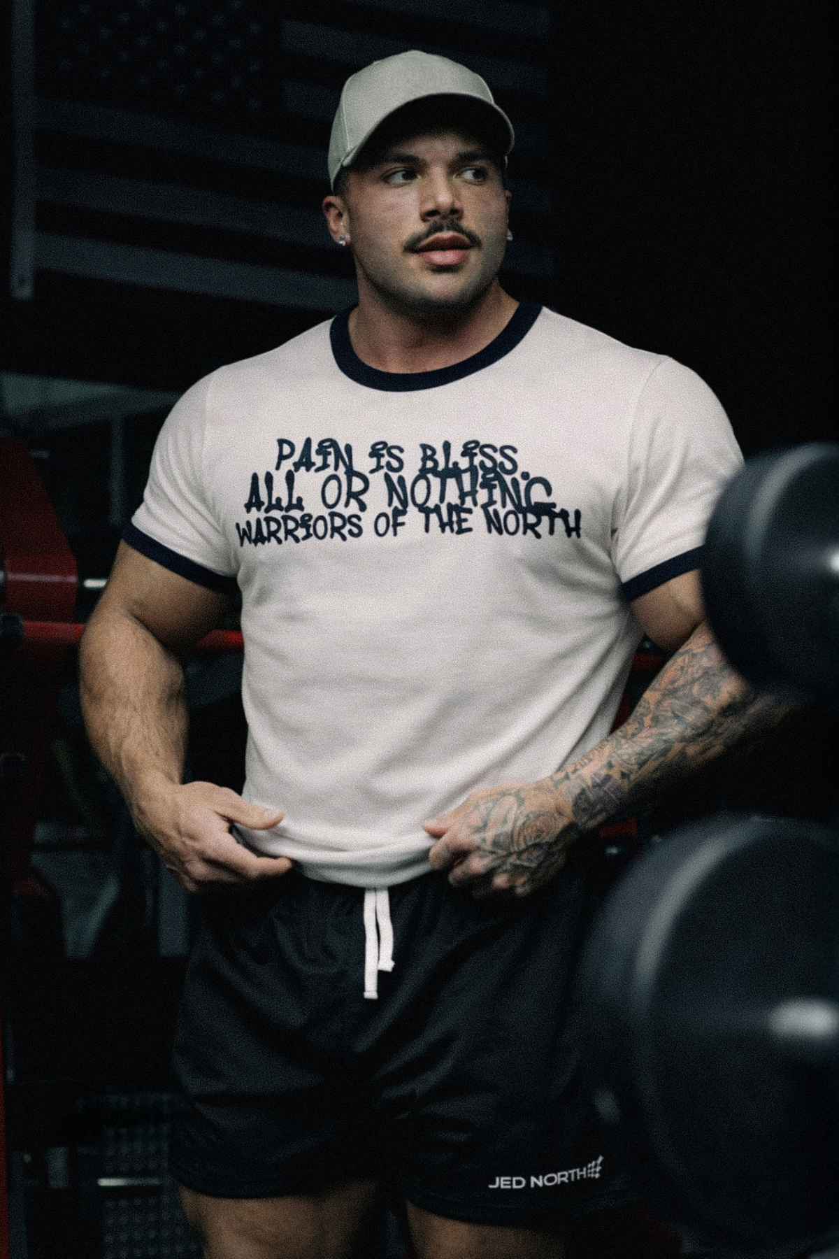 2022モデル　RILY Ringer Tee White Mサイズ　今市隆二 Muscle-Fit Ringer Tee - White w/ Navy Trim – Jed North