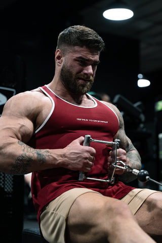 Fast-Dry Bodybuilding Workout Stringer - Maroon & White