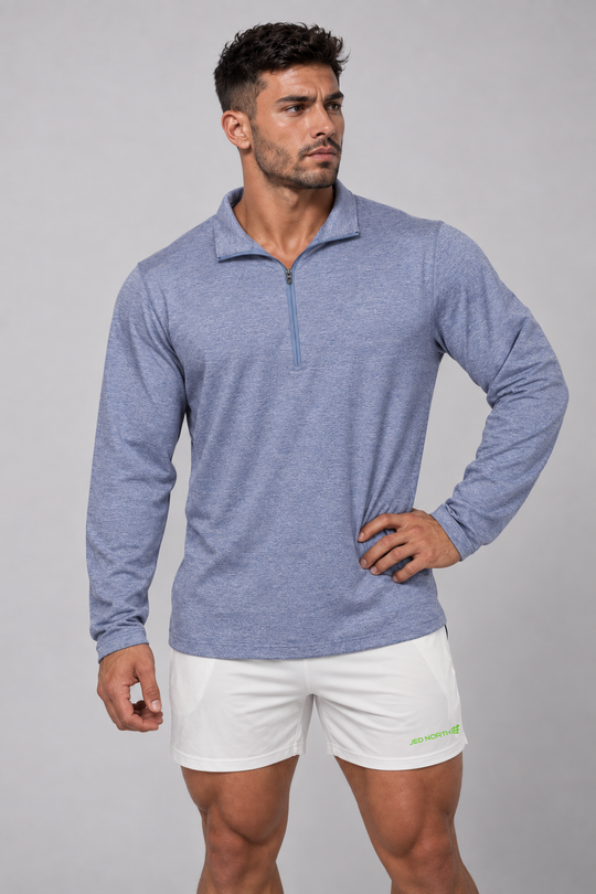 Quarter-Zip Training Long Sleeve - Heather Blue