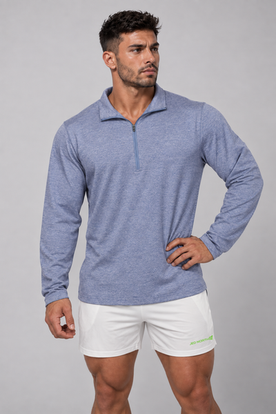 Quarter-Zip Training Long Sleeve - Heather Blue – Jed North