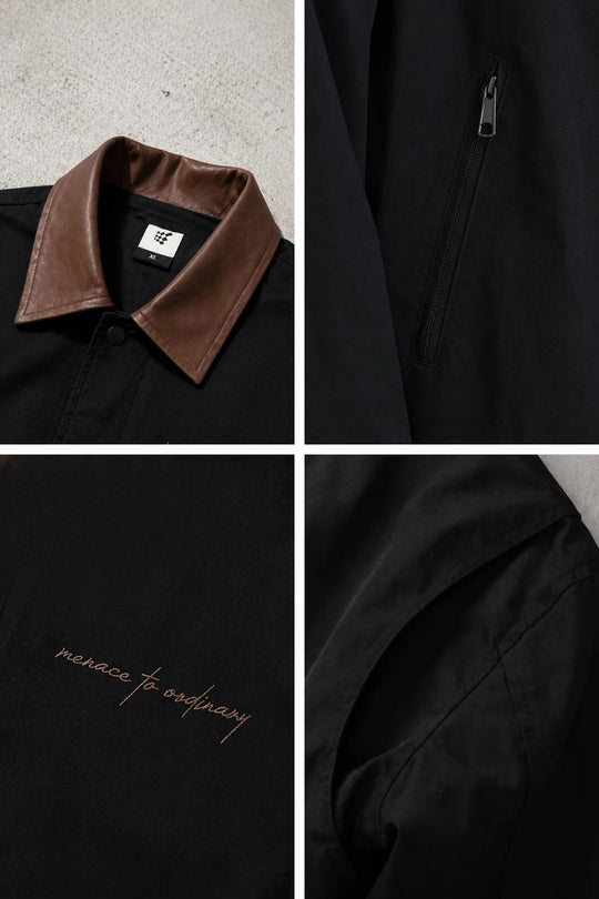 Retro Oversized Canvas Jacket - Black