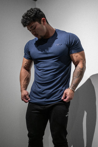 Ribbed Muscle-Fit T-Shirt - Indigo