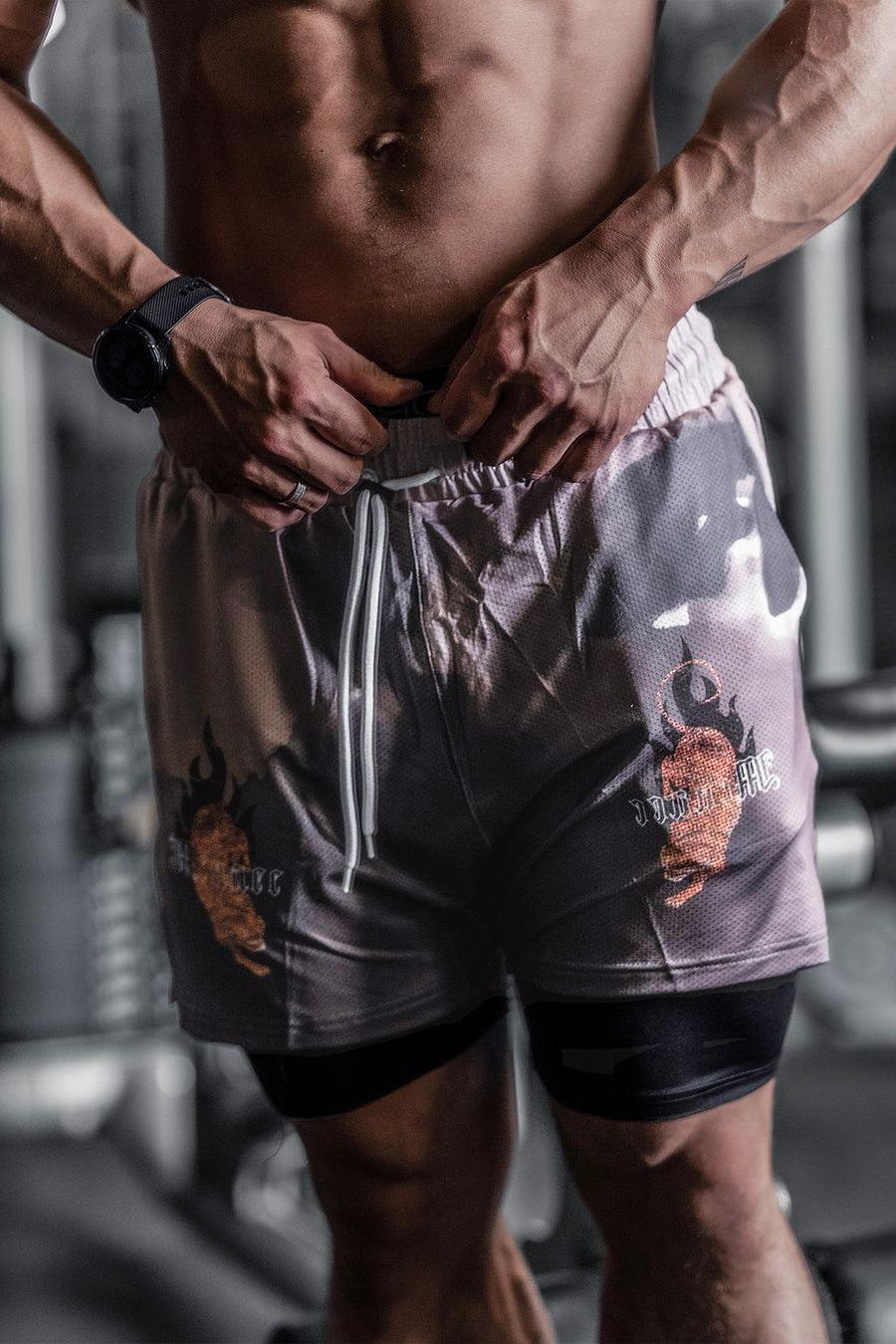 Pro 2 in 1 7" Training Shorts - Tiger Inferno - Jed North