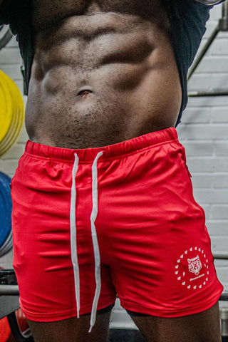 Agile Bodybuilding 4'' Shorts w Zipper Pockets - Tiger Red - Jed North