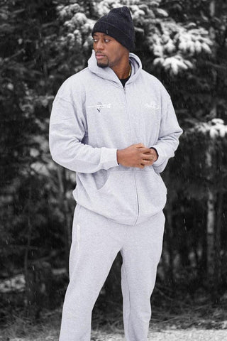 All Or Nothing French Terry Classic Zip-Up Hoodie - Light Gray - Jed North