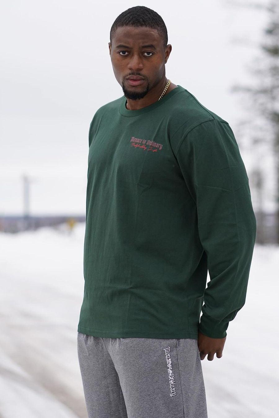 Retro Gym Long Sleeve T-Shirt - Dark Green - Jed North