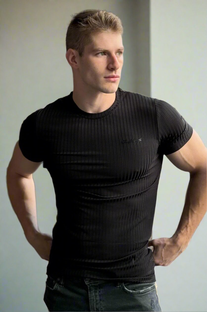 Ribbed Muscle-Fit T-Shirt - Jet Black