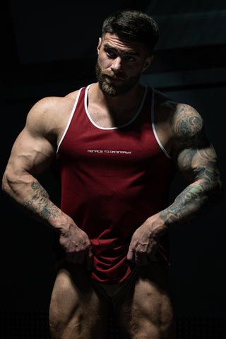 Fast-Dry Bodybuilding Workout Stringer - Maroon & White