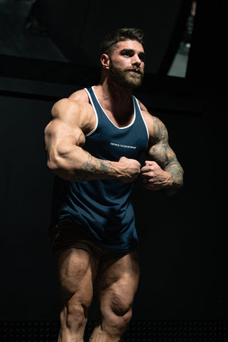 Fast-Dry Bodybuilding Workout Stringer - Navy & White