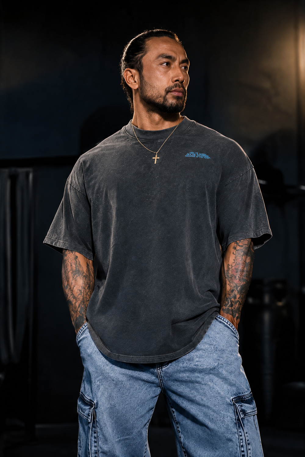 Vintage Washed Oversized T-Shirt - Charcoal Black