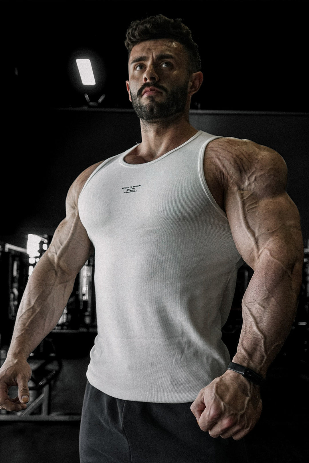 Ribbed Muscle Tank Top - White