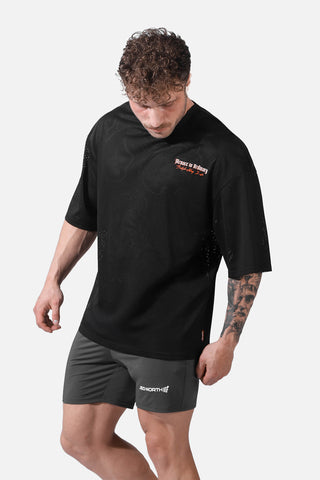 Retro Oversized Mesh T-Shirt - Black