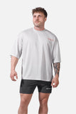 Retro Oversized Mesh T-Shirt - Light Gray