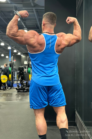 Fast-Dry Bodybuilding Workout Stringer - Blue with White