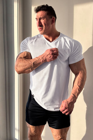 V Neck Muscle-Fit T-Shirt - White