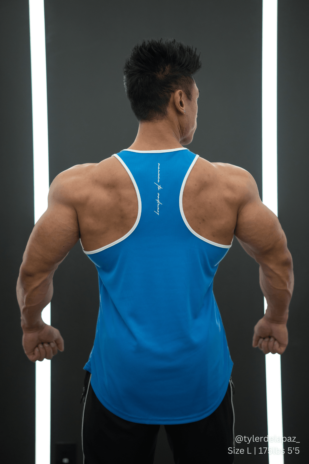 Fast-Dry Bodybuilding Workout Stringer - Blue with White
