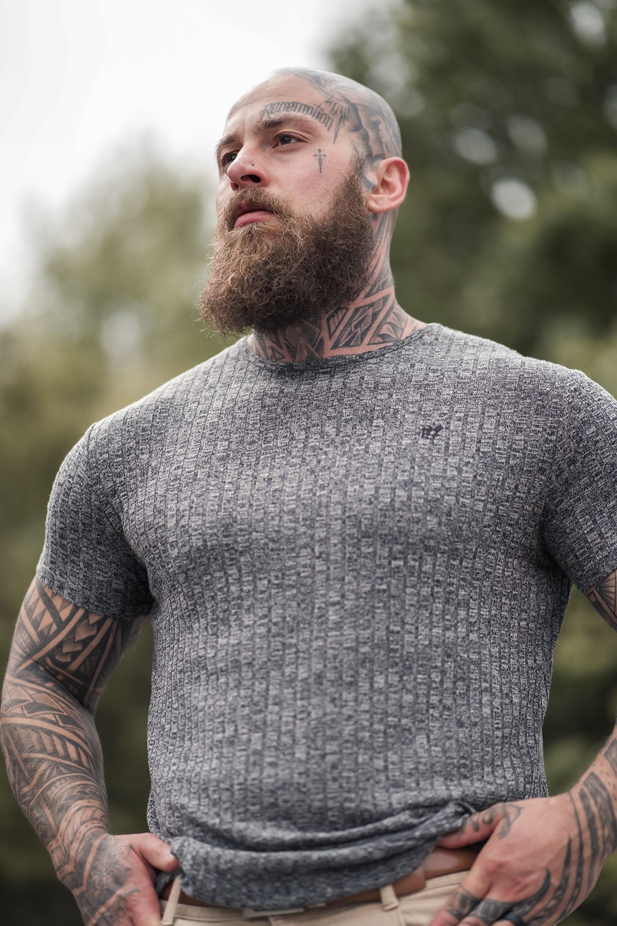 Ribbed Muscle T-Shirt - Dark Gray