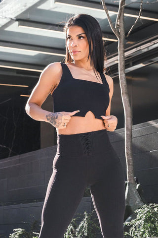 Reign Padded Crop Top - Black