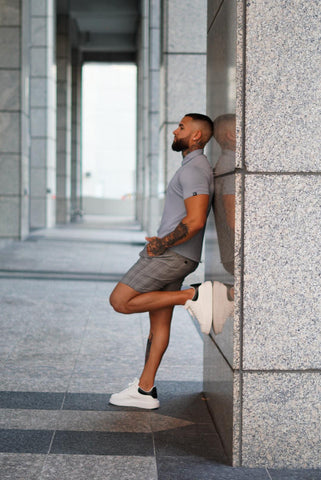 Fitted Stretchy Chino Shorts - Gray - Jed North