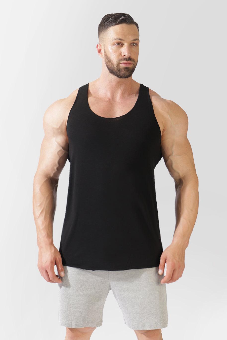 Training Raw-Edge Muscle Tank Top - Black - Jed North