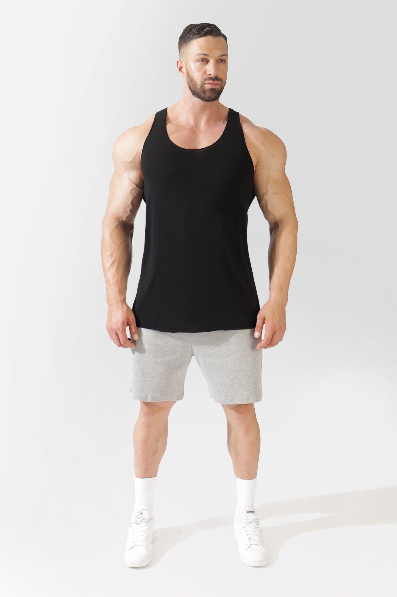 Training Raw-Edge Muscle Tank Top - Black - Jed North
