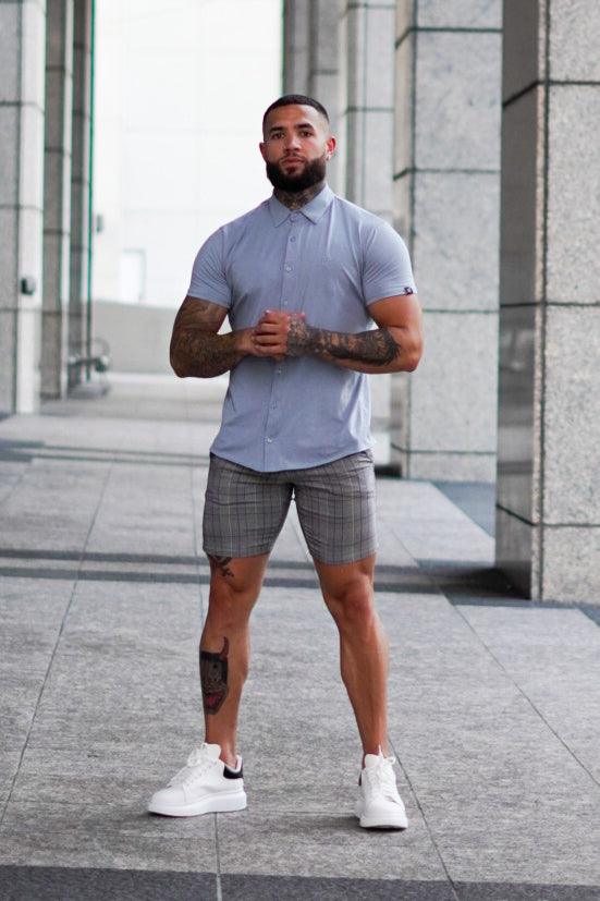 Fitted Stretchy Chino Shorts - Gray - Jed North