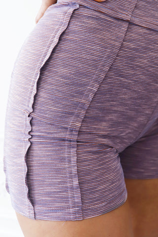 Retro Striped Shorts - Purple