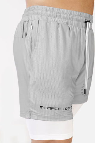 Pro 2 In 1 Athletic Shorts - Silver - Jed North