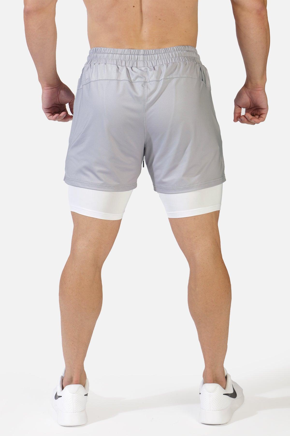 Pro 2 In 1 Athletic Shorts - Silver - Jed North